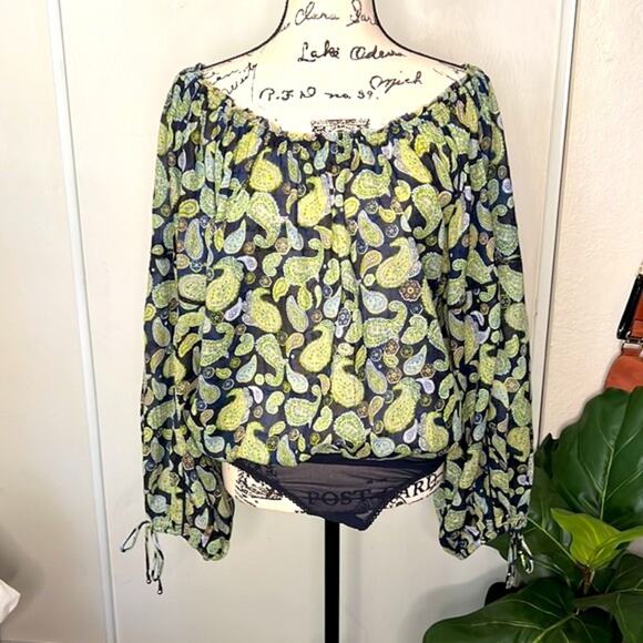 NEW! Free People Sundown Paisley Cotton Bodysuit Size Medium - Picture 2 of 12